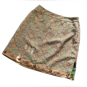 Valerie Stevens Beaded Silk Moroccan Tile Print Mini Skirt | Size 10